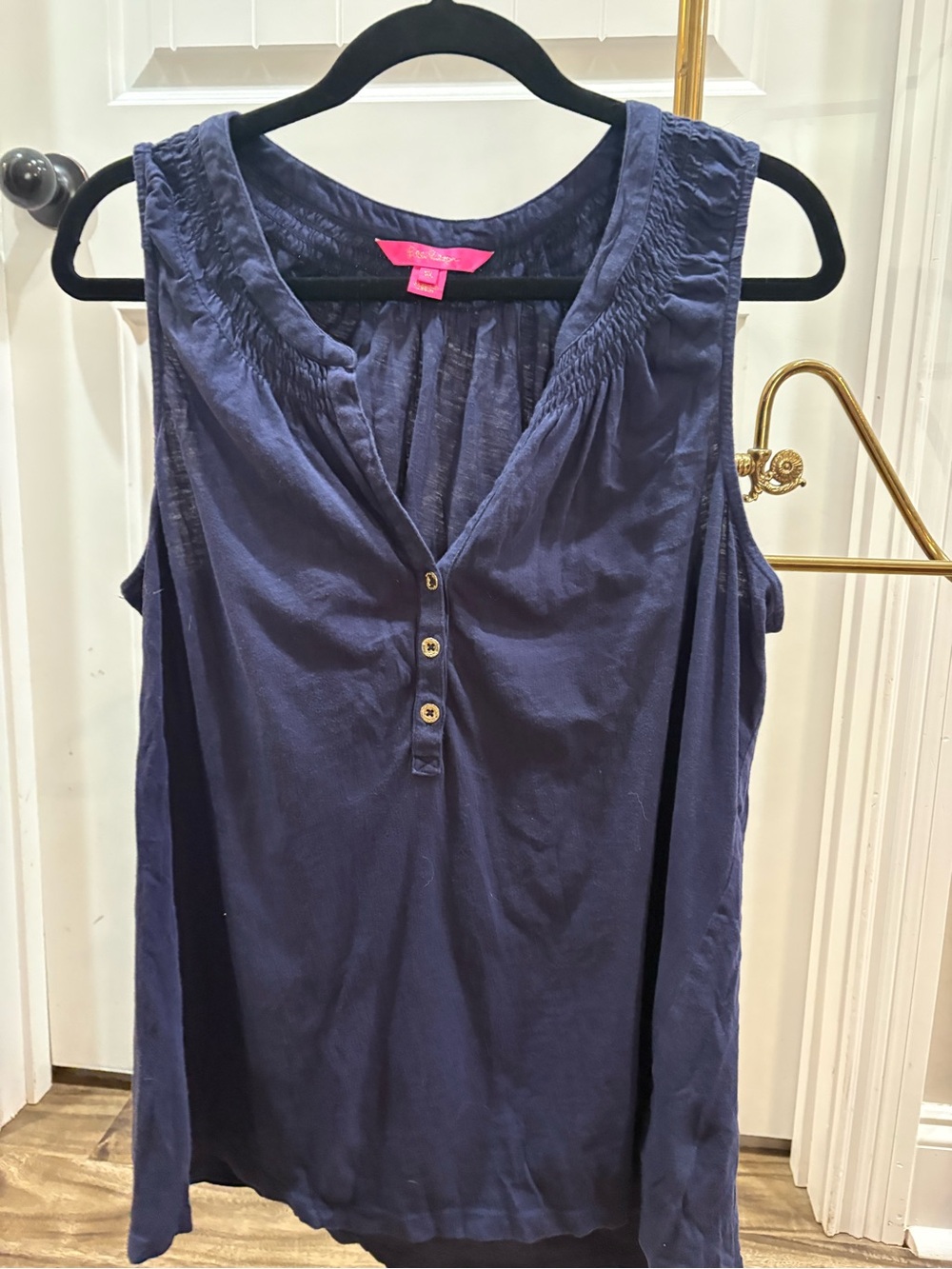 Lilly Pulitzer Navy Blue Sleeveless Henley Camisole